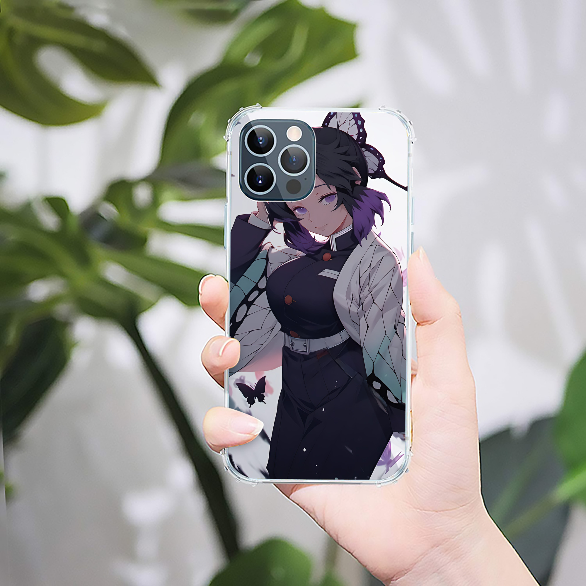 （画像用） 鬼滅の刃（きめつのやいば）蟲柱-胡蝶 しのぶ／こちょう しのぶ Kochou Shinobu 【iPhone 12シリーズ対応】透明スマホケース（クリアソフトケース）
